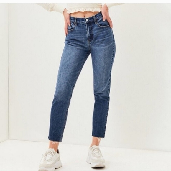 PacSun Vintage Icon medium washed size 30 cotton high rise ankle raw hem jeans - Picture 1 of 7
